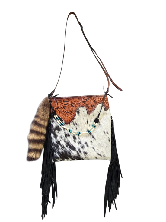 Rafter T Handbags - Rafter T Hair On Hide Cowhide Western Cowgirl Rodeo Fringe Crossbody Purse